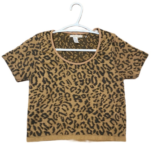 Rib-knit leopard print crop top size M - Picture 1 of 4